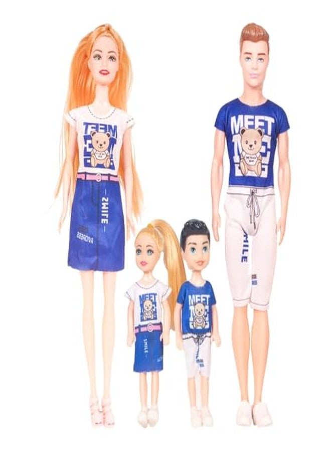 Space Enterprises Plastic Beautiful Travel Family Doll Set with Mom,Dad,Baby Boy & Girl , Ideal Pretend Play Doll Accessories Stylish Playset for Girls, Multicolor, 3+ Years (Pack of 1) - Image 1